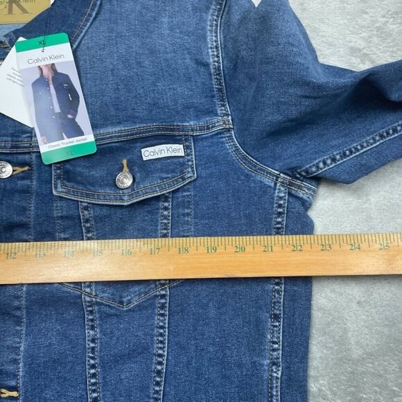 Calvin Klein Denim Trucker Jacket Womens XL Lightweight Stylish Fit Blue d0178 - Picture 5 of 8